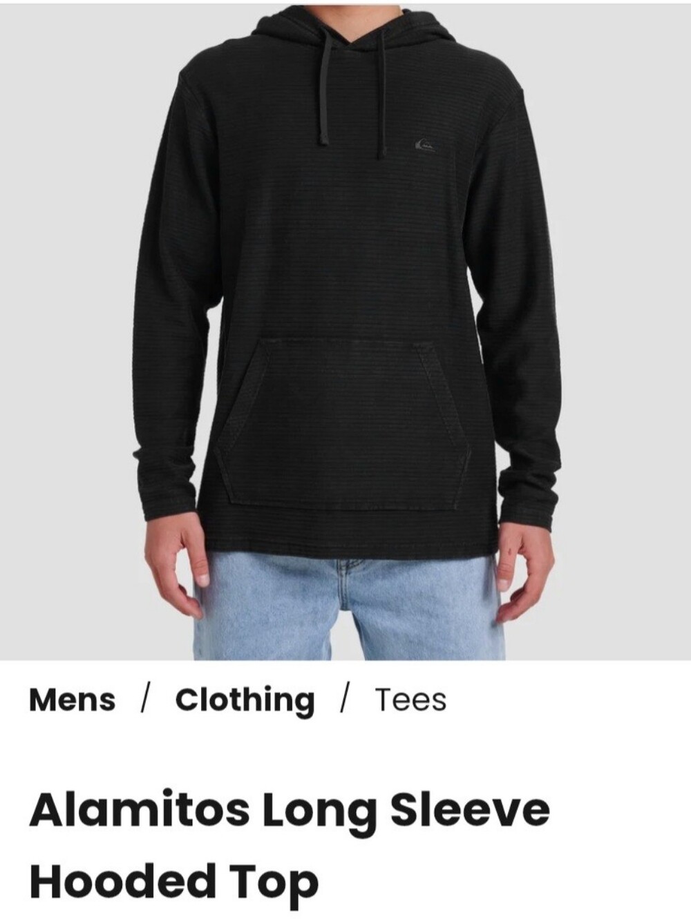 Quiksilver Black Textured Long Sleeve Hooded Pullover